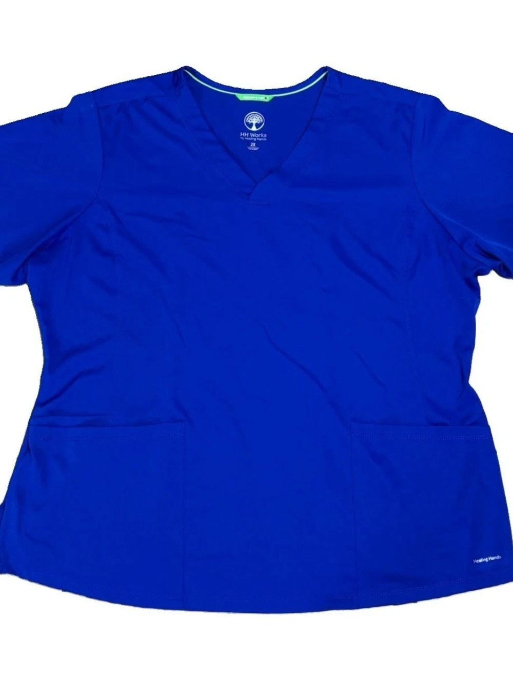 HH Works Healing Hands Monica 2500 Scrub Top 2X Blue V-Neck Stretch Women’s 🔥💙 - Picture 4 of 7